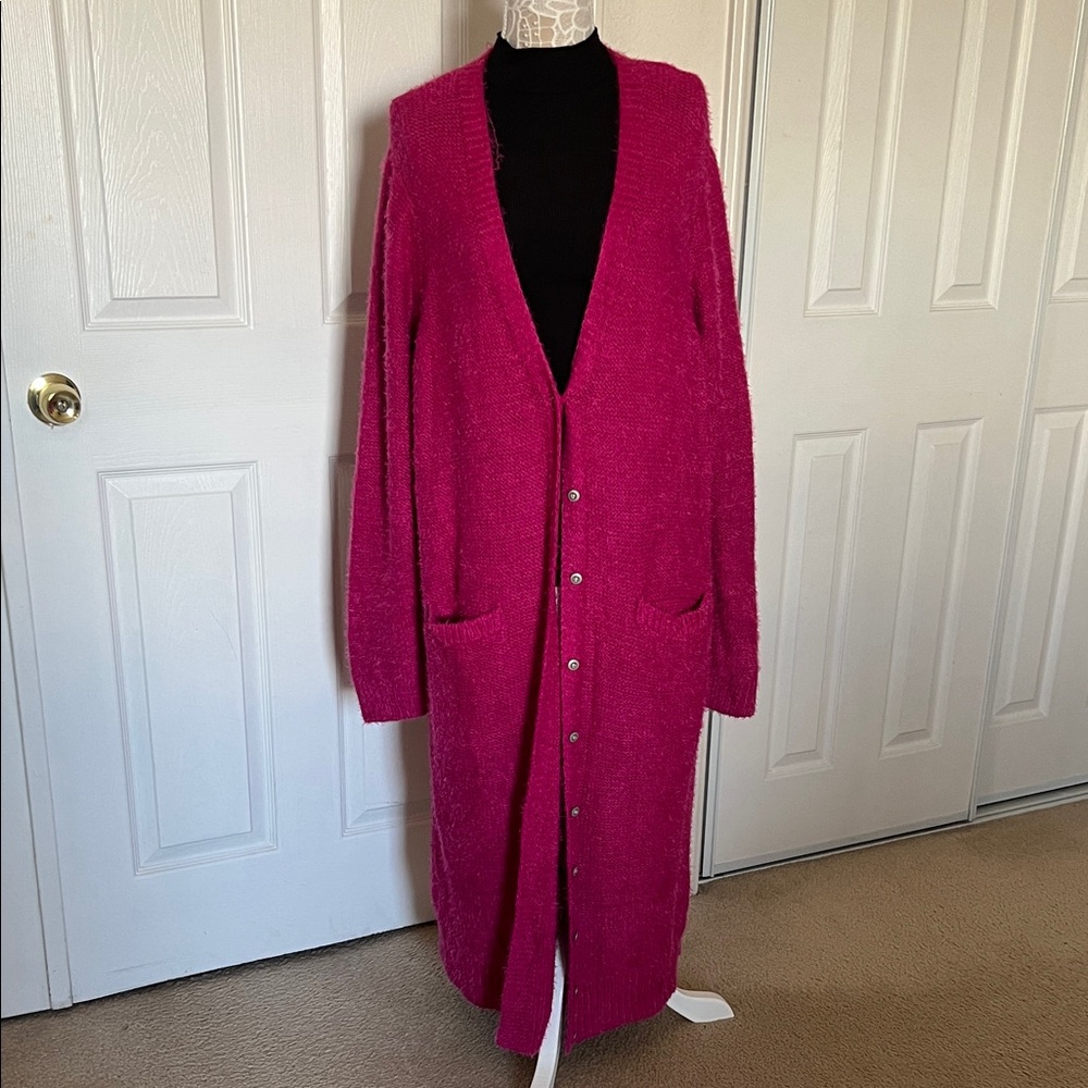 Elegant Magenta Longline Cardigan